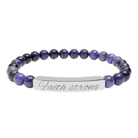 Engraved Natural Stone Stretch Bracelet — 'Become Her' Bar Beaded Bracelet