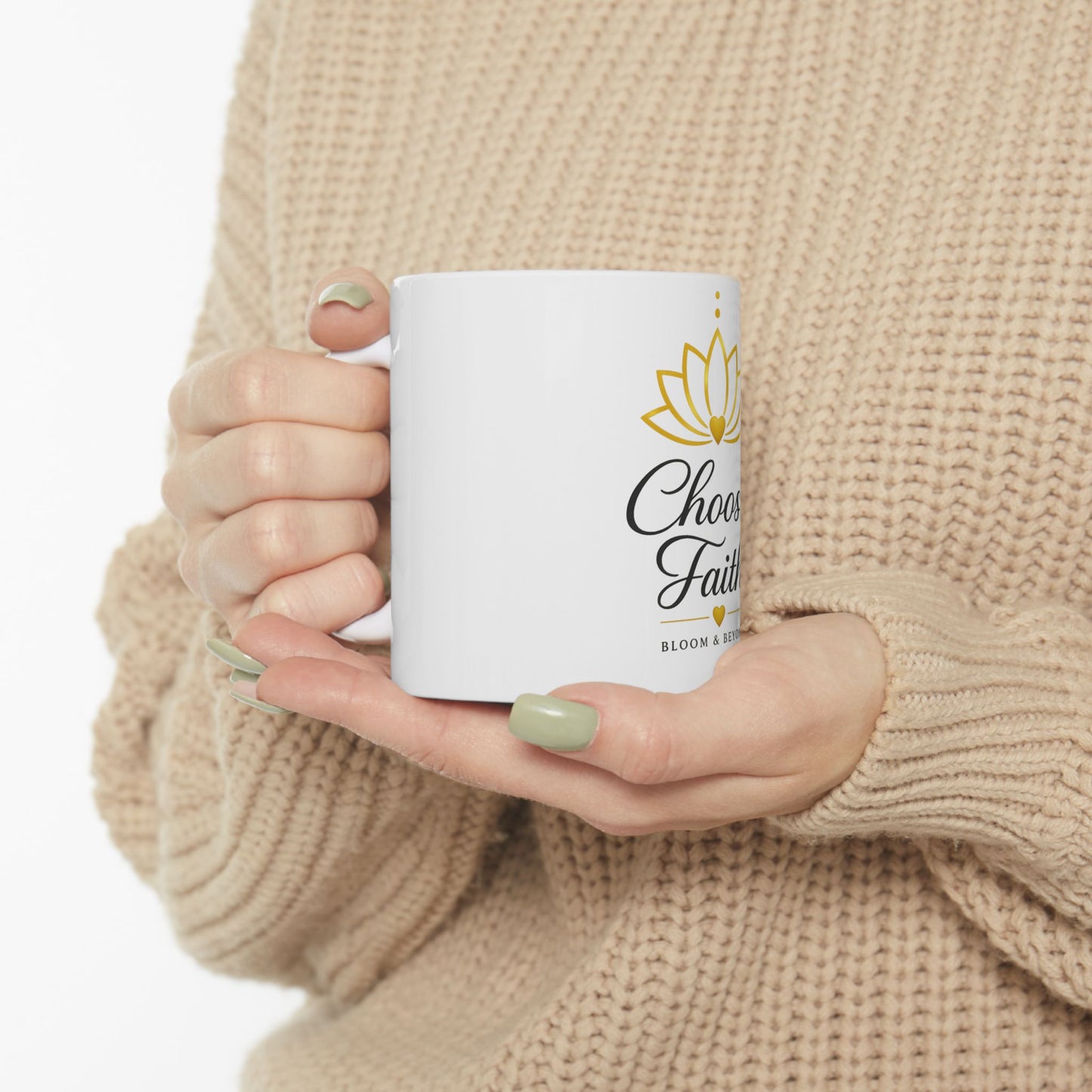 Choose Faith Ceramic Mug — Inspirational Lotus Coffee Cup (11oz & 15oz)