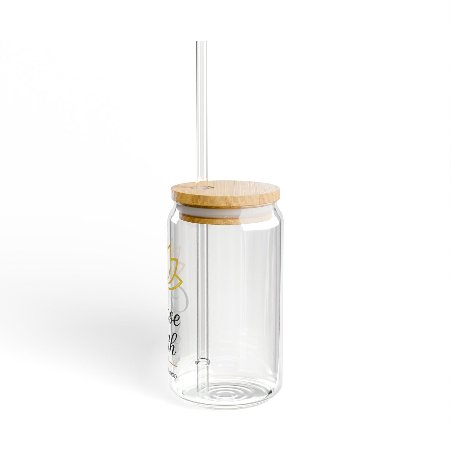 Choose Faith 16oz Glass Sipper with Bamboo Lid & Straw — Inspirational Lotus Design