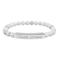Engraved Natural Stone Stretch Bracelet — 'Become Her' Bar Beaded Bracelet