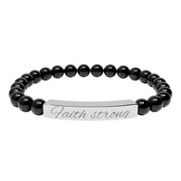 Engraved Natural Stone Stretch Bracelet — 'Become Her' Bar Beaded Bracelet