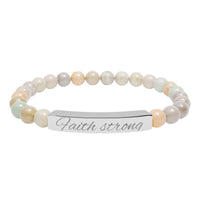 Engraved Natural Stone Stretch Bracelet — 'Become Her' Bar Beaded Bracelet