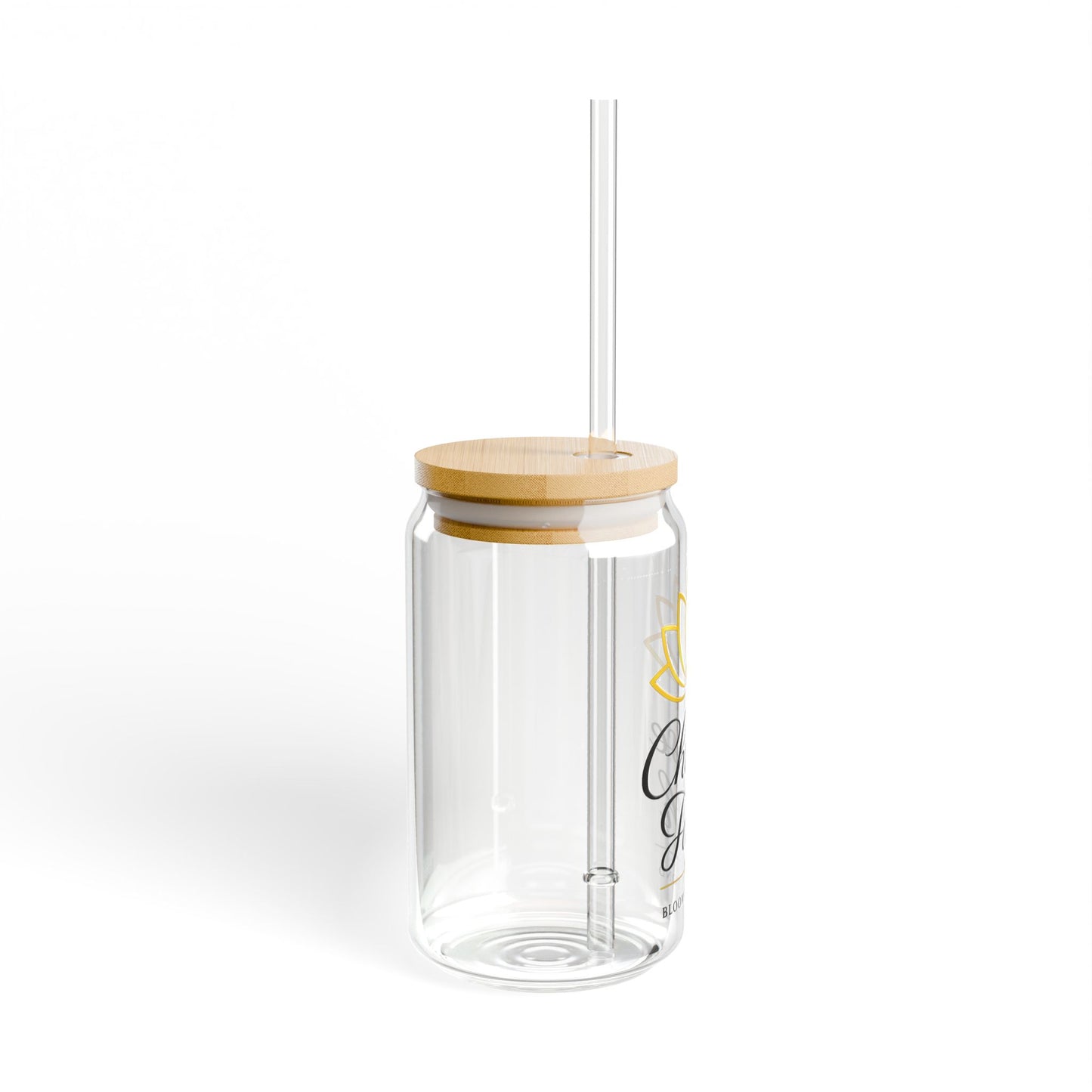 Choose Faith 16oz Glass Sipper with Bamboo Lid & Straw — Inspirational Lotus Design