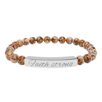 Engraved Natural Stone Stretch Bracelet — 'Become Her' Bar Beaded Bracelet