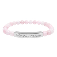 Engraved Natural Stone Stretch Bracelet — 'Become Her' Bar Beaded Bracelet
